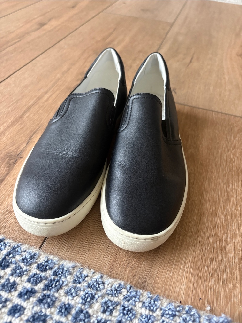 Stuart Weitzman Black Slip-On Platform Sneakers with White Soles